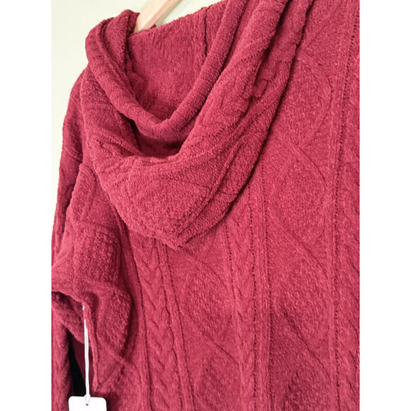 NWT! PJ Salvage Cozy Cable Knit Chenille Hoodie Size Medium - Picture 7 of 7
